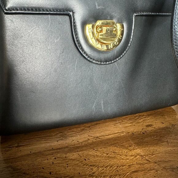 Vintage Givenchy Black Leather Top Handle 2 Way Bag - Picture 10 of 16